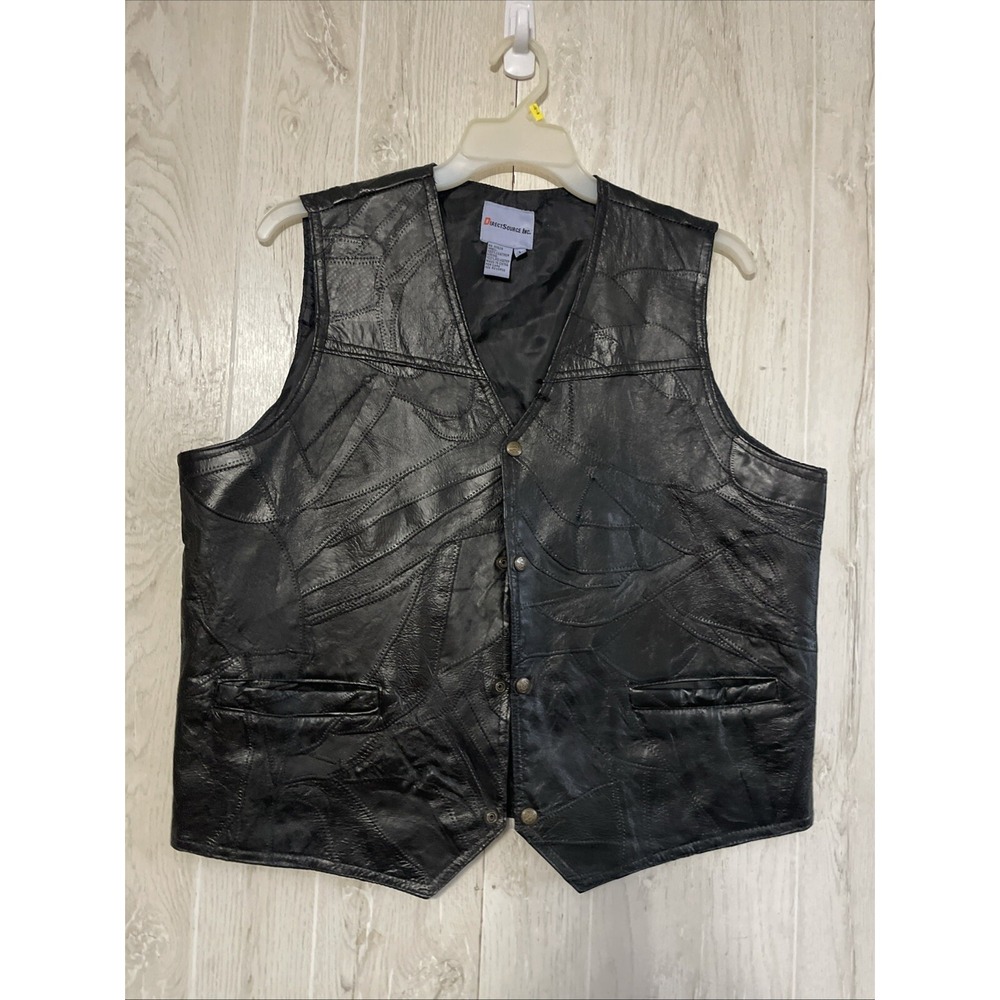 Direct Source Inc Men's Patchwork Leather Vest Si… - image 1